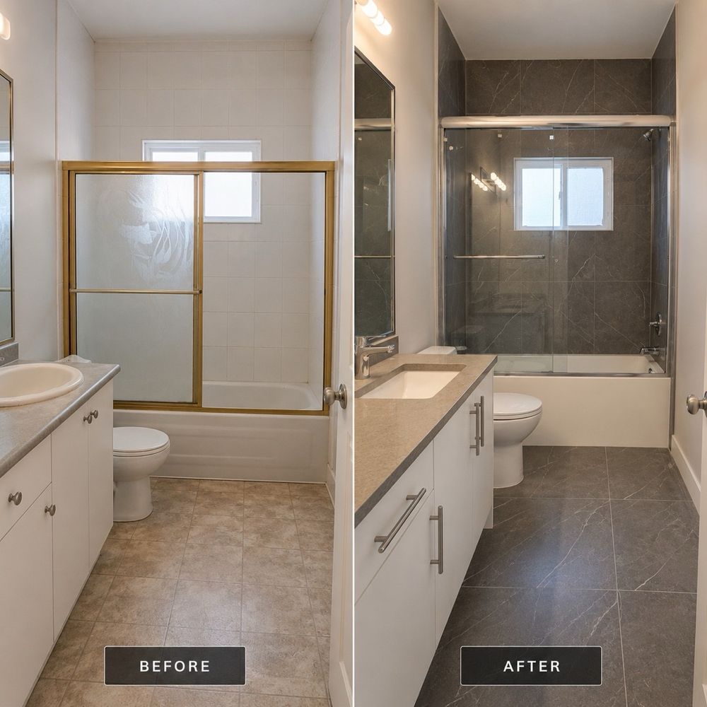 Before and after: full bathroom renovation by Dynasty Restoration