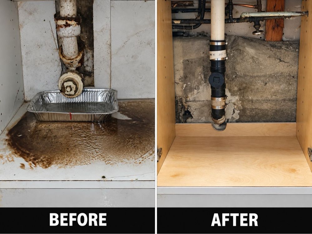 Before and after: water leak repair and rebuild by Dynasty Restoration