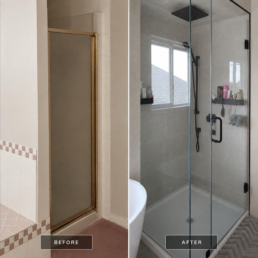 Before and after: shower enclosure upgrade by Dynasty Restoration